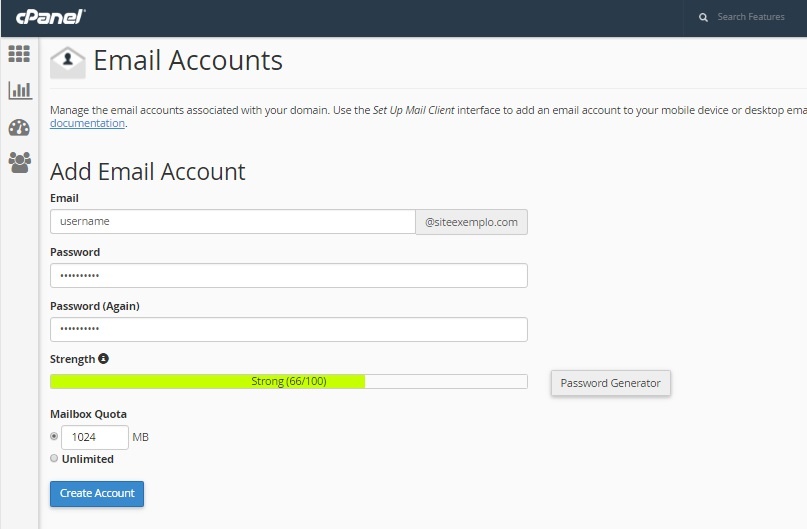 Create an email account in cPanel - Copahost
