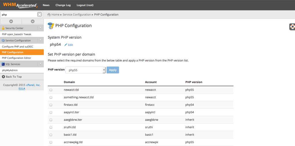 Development package meaning in cPanel