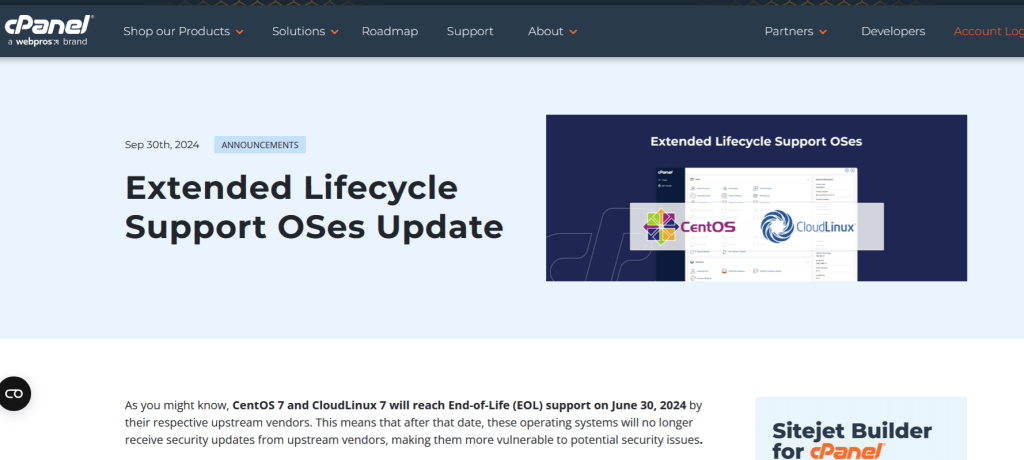 cpanel extended lifecycle support meaning